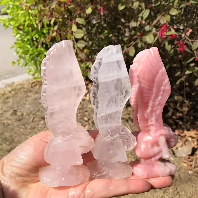 

Natural Crystal Quartz Angel Girl Carving Polished Figurine Healing Energy Stone Aesthetic Room Decor Gifts 1PCS