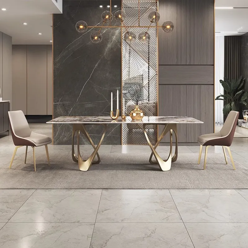 Metal Design Dining Tables Square Legs Cheap Space Saving Luxury Dining Tables Modern Wooden Mesas De Jantar Furniture Home