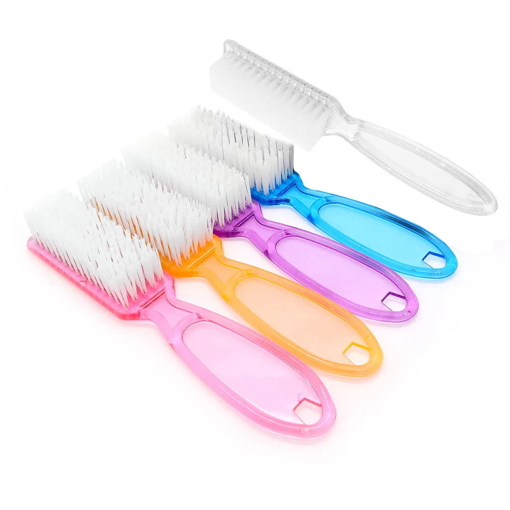 Escova profissional de acrílico transparente, 2 peças, cabo reto, salão de beleza, qualidade, cerdas macias, manicure, fácil aderência, ferramenta de cuidados com as unhas