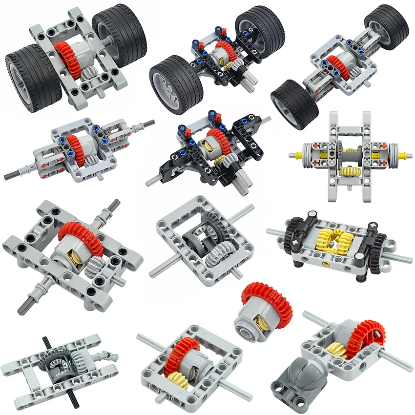 MOC mattoni autobloccanti parti tecniche ingranaggio differenziale incorniciato 65413 65414 blocchi di costruzione del cambio auto giocattoli del telaio dello sterzo