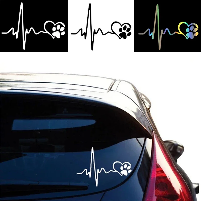 

Dog Tracks EKG Stickers Car Reflective Vinyl Stickers Waterproof Available In ThreeColors Car Personalized DecorationAccessories