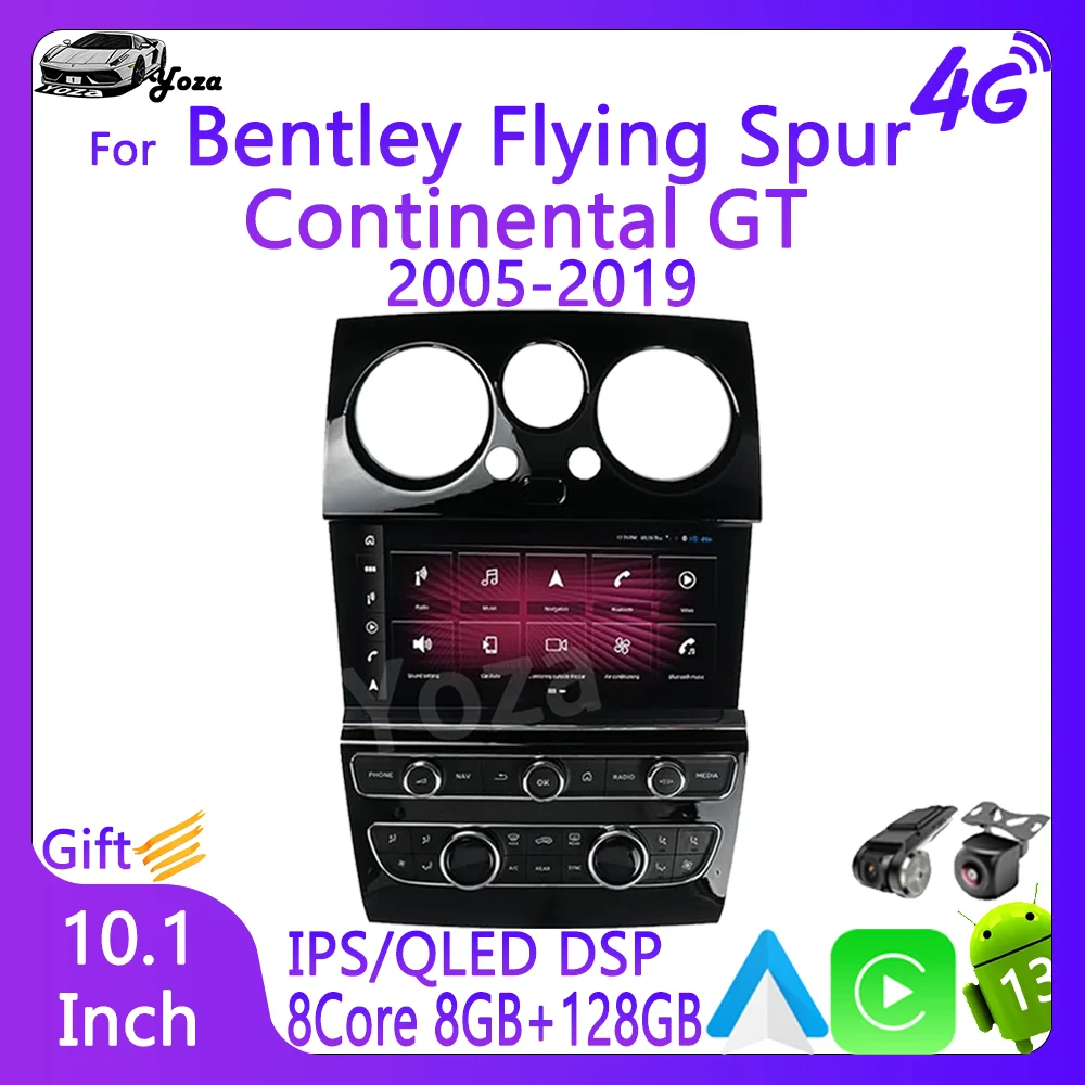 Yoza Carplay Car Radio For Bentley Flying Spur Continental GT 2005-2019 Android13 Multimedia GPS Navigation 4G WIFI