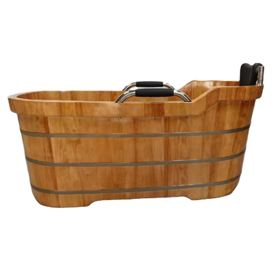 Wholesale Wooden Ice Bath Spa Tub Cold Plunge Soaking Bath Tub With Cover For 1-2 person