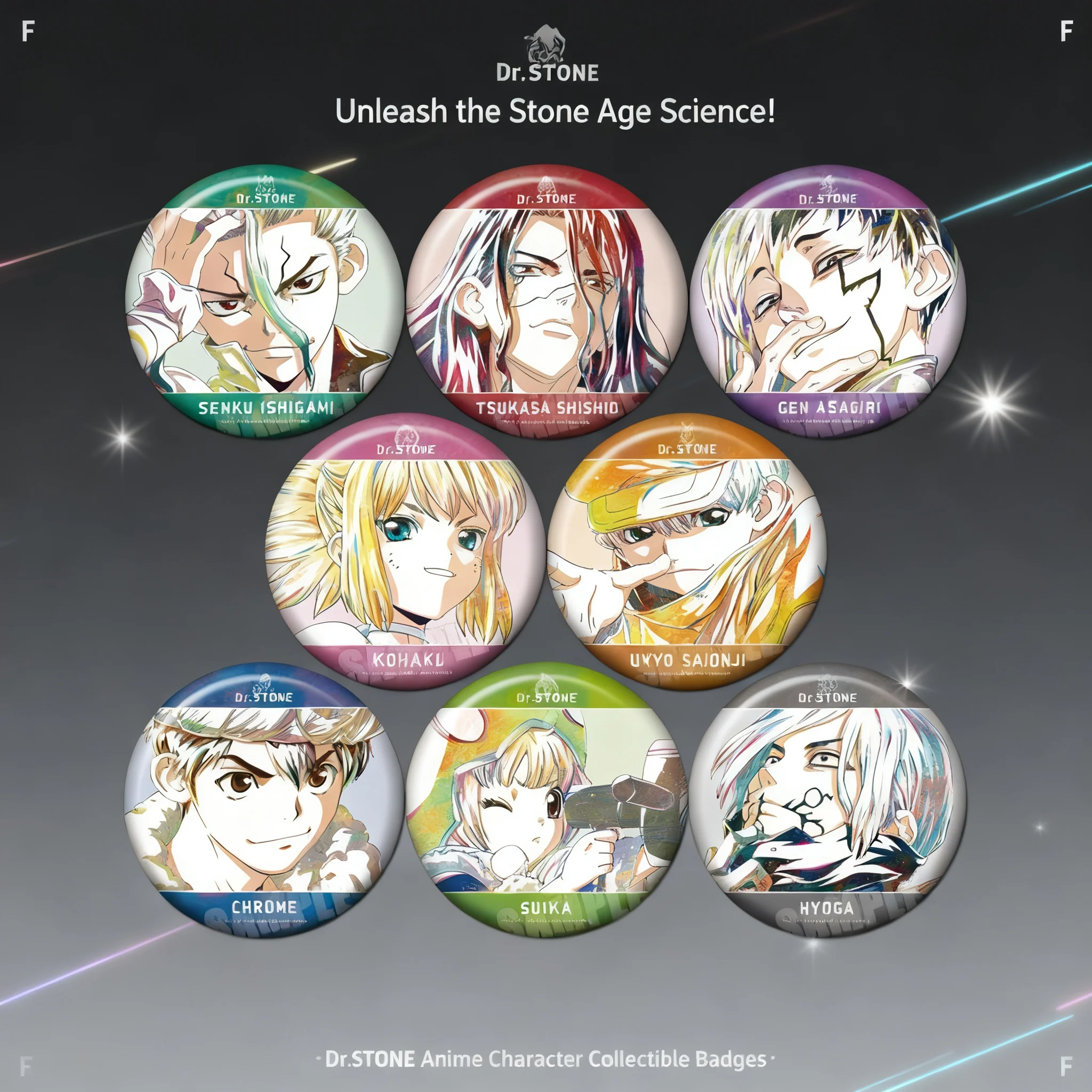 Pin de Cosplay de Anime Dr. STONE, Artículo Coleccionable de la Serie de Manga de Senku Ishigami, Accesorio de Llavero, Regalo para Fans