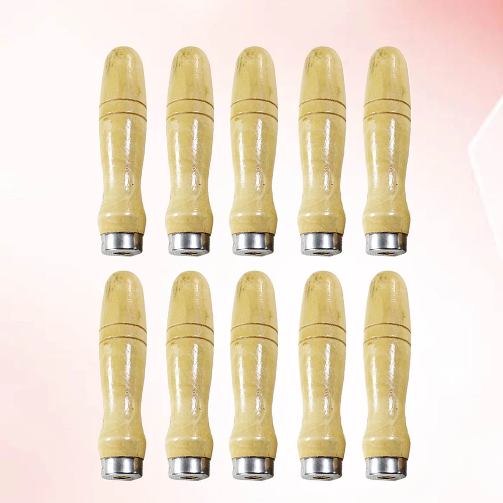 

10Pcs Professional File Handle Set Durable High Grade Material Ergonomic Design 6.8mm Inner Hole Wooden Handle