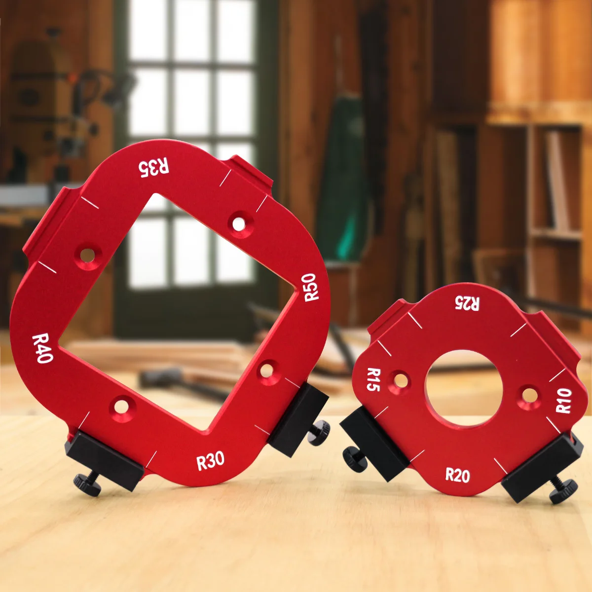 2Pcs Aluminum Alloy Radius Jig Templates - Woodworking Router Corner Radius Set - Quick-Switch Arc Cutting Guide