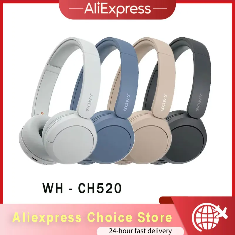 Sony WH-CH520 Wireless Headphones DESS Bluetooth Wireless Headset up to 50h And Quick Charging Support Voice Assistant Fast Pair