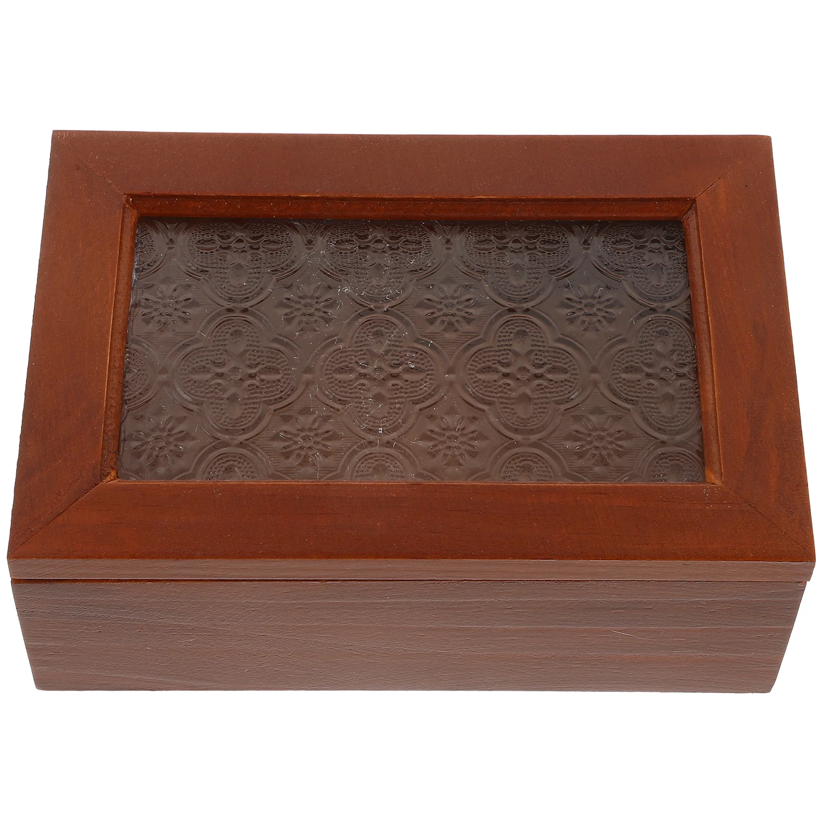 

Solid Wood Jewelry Box With Glass Window Vintage Storage Case For Rings Necklaces Earrings Wooden Organizer Trinket Chest