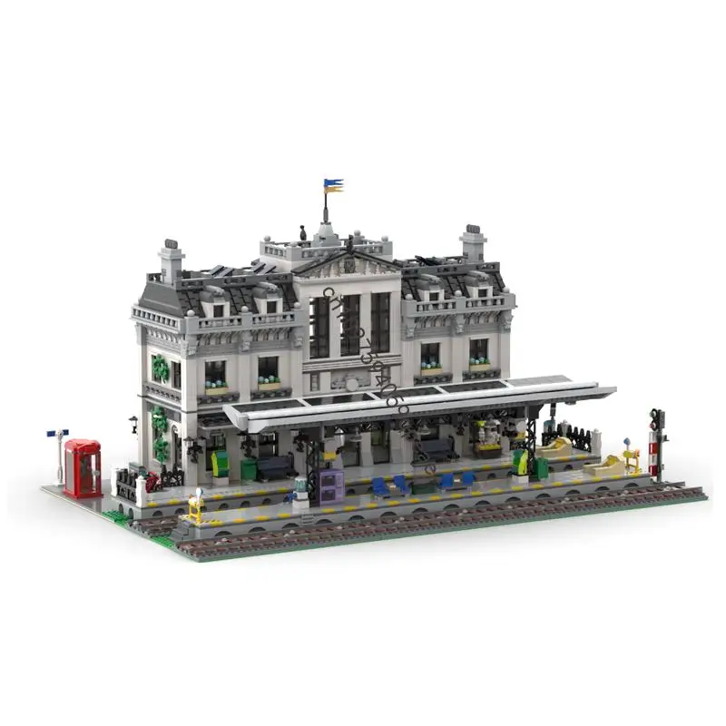 

New 8922Pcs City Hot Selling Street View Moc Modular Train Station Model Building Blocks Creative Ideas Kids Toys Birthday Gifts