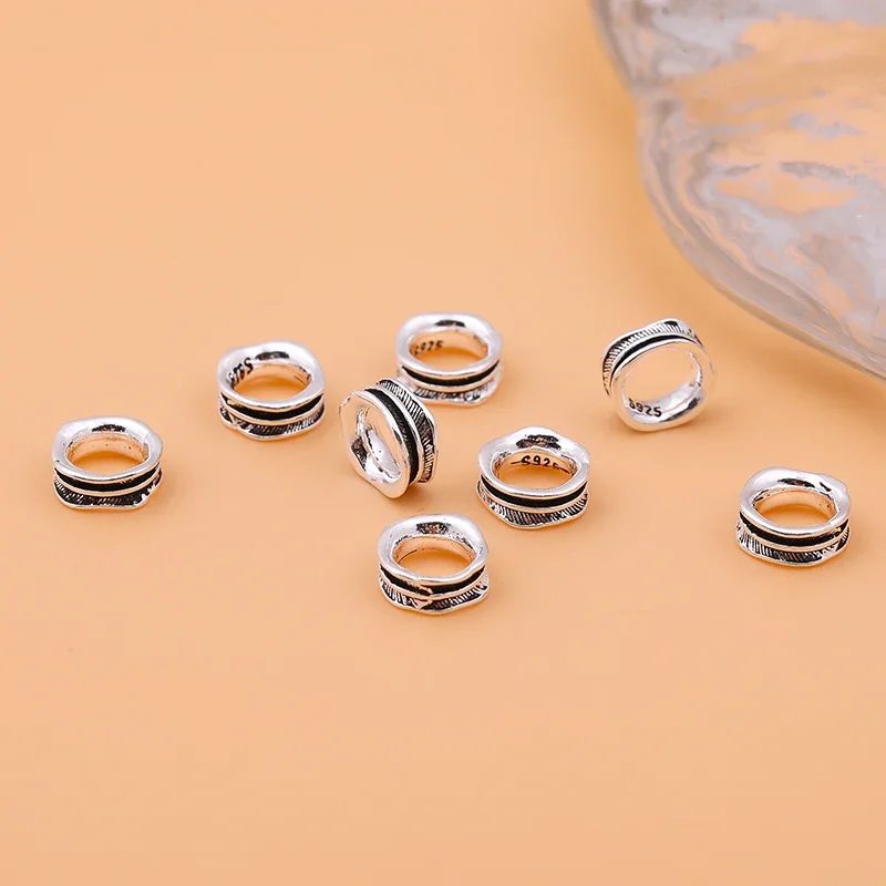 5PCS 925 sterling silver bead crystal bracelet accessories leaf spacer spacer beads circle gaskets diy beaded jewelry