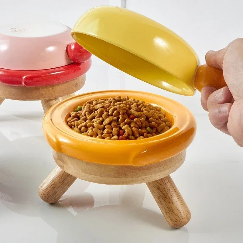 Ceramic bowl, anti-overturning and heightening of the dinner plate, cat rice bowl and dog food basin.
