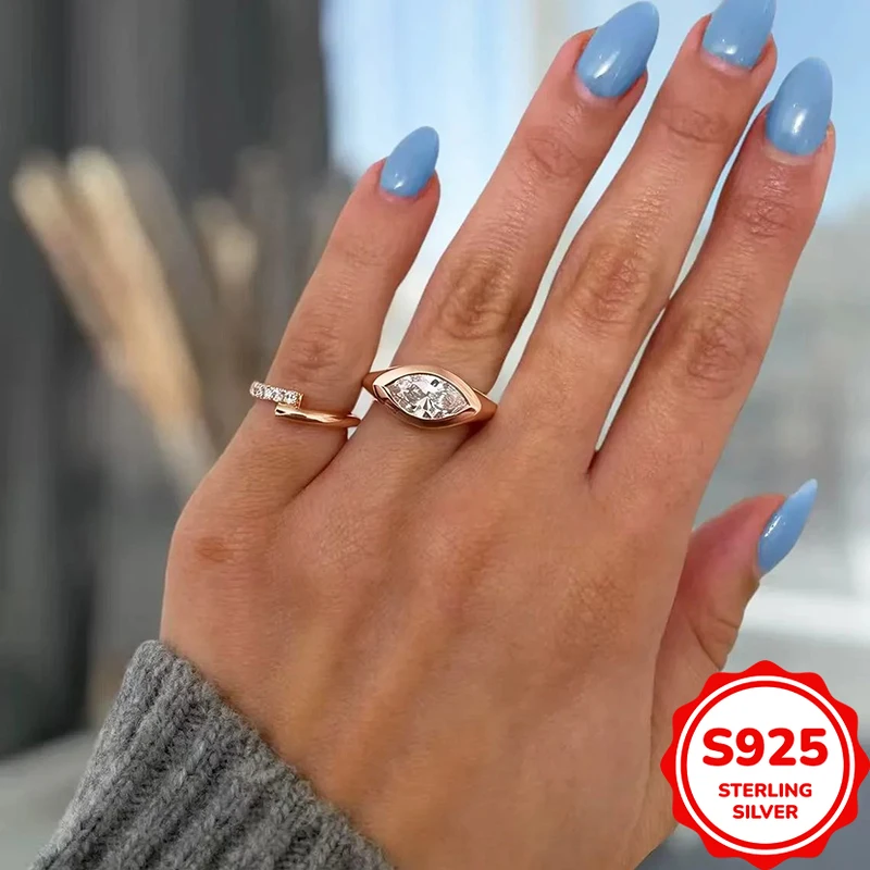 

Fashionable, Exquisite and Versatile Authentic S925 Silver Rose Marquise Women's Light Luxury Personalized Ring