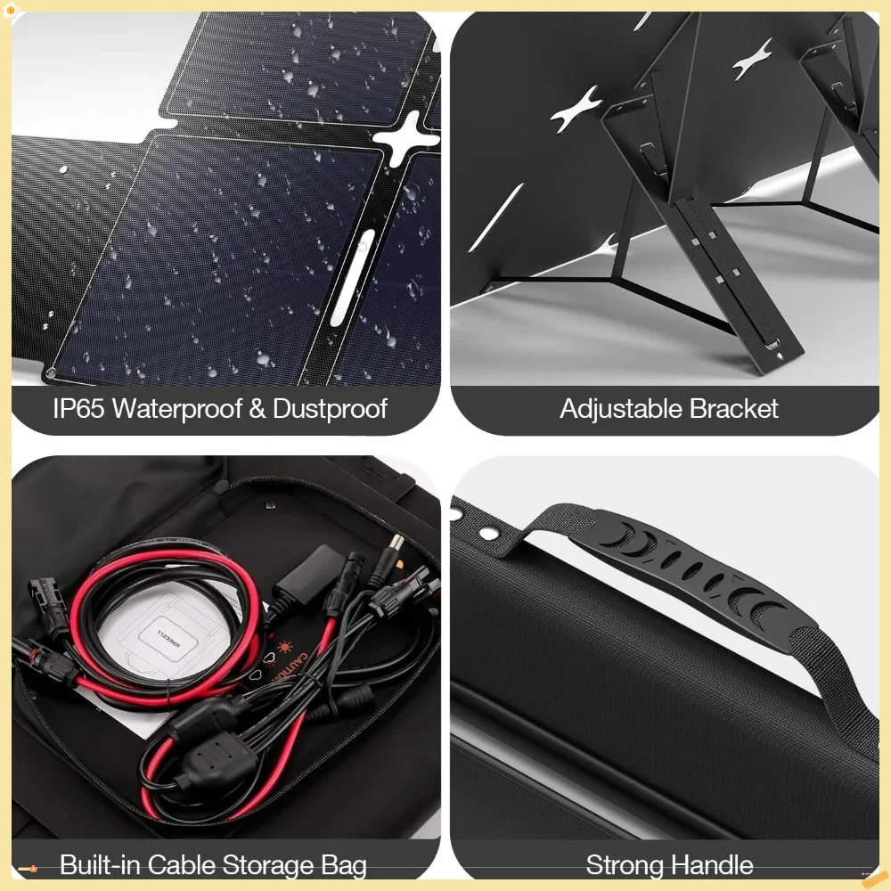 لوحة شمسية محمولة 240 وات لمحطة الطاقة، مجموعة لوحة شمسية قابلة للطي خفيفة للغاية، كفاءة عالية 25%، مقاومة للماء IP65