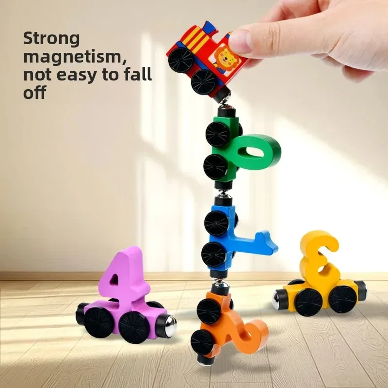 Blocos magnéticos de número de trem, brinquedos educativos para crianças de 1 a 3 anos, 2-4 anos, 5 anos, montagem de bebês, brinquedos inteligentes