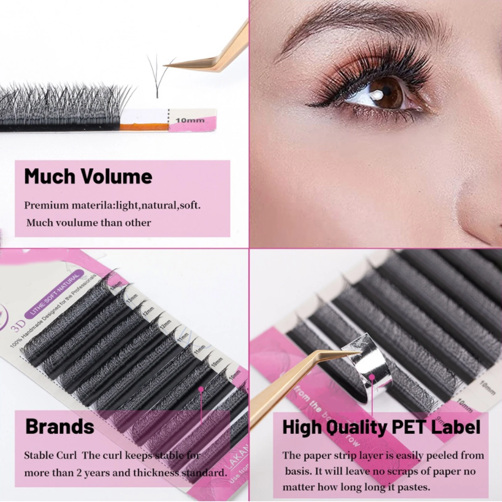 3D Natural Eyelash Extensions Fluffy Wispy Self Adhesive Lashes for Women Daily Eye Makeup