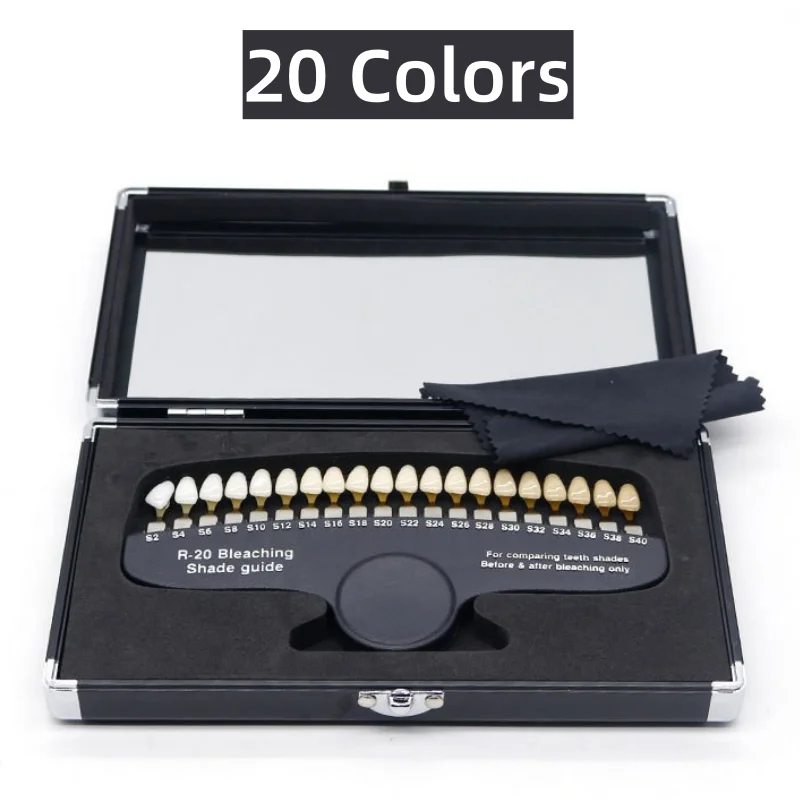 20 Colors Professional 3D Teeth Whitening Shade Guide with Mirror Tooth Bleaching Shade Chart Drop Shipping