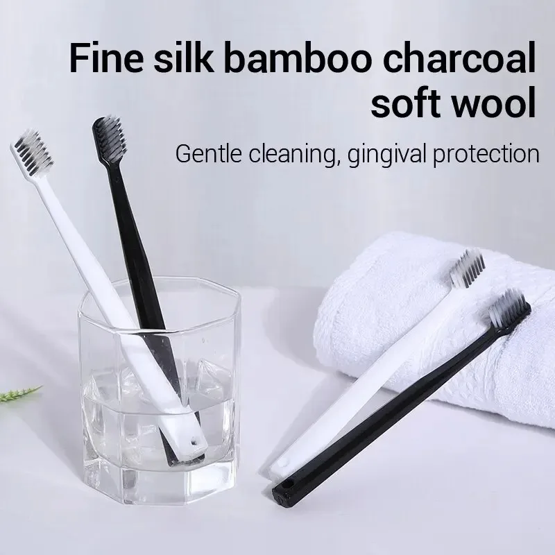 Toothbrush Set for Adults Soft Charcoal Bristle Orthodontic Braces Brush Tongue Cleaner Deep Cleaning Oral Care Kit for Family