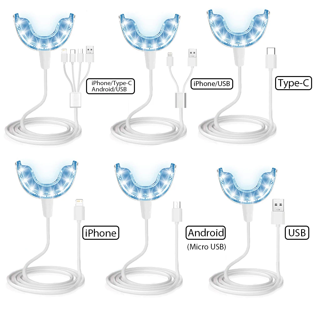 Vaclav Teeth Whitening Light Kit 16 LED Teeth Whitening Accelerator LED Light Mouth Tray Teeth Whitening Enhancer Lamp Light