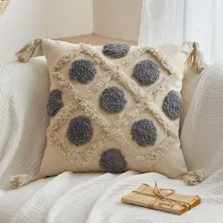 Geometric Tufted Cushion Cover With Tassels Boho Style Decorative Throw Pillow Cover For Sofa Living Room Home Decor Pillowcase