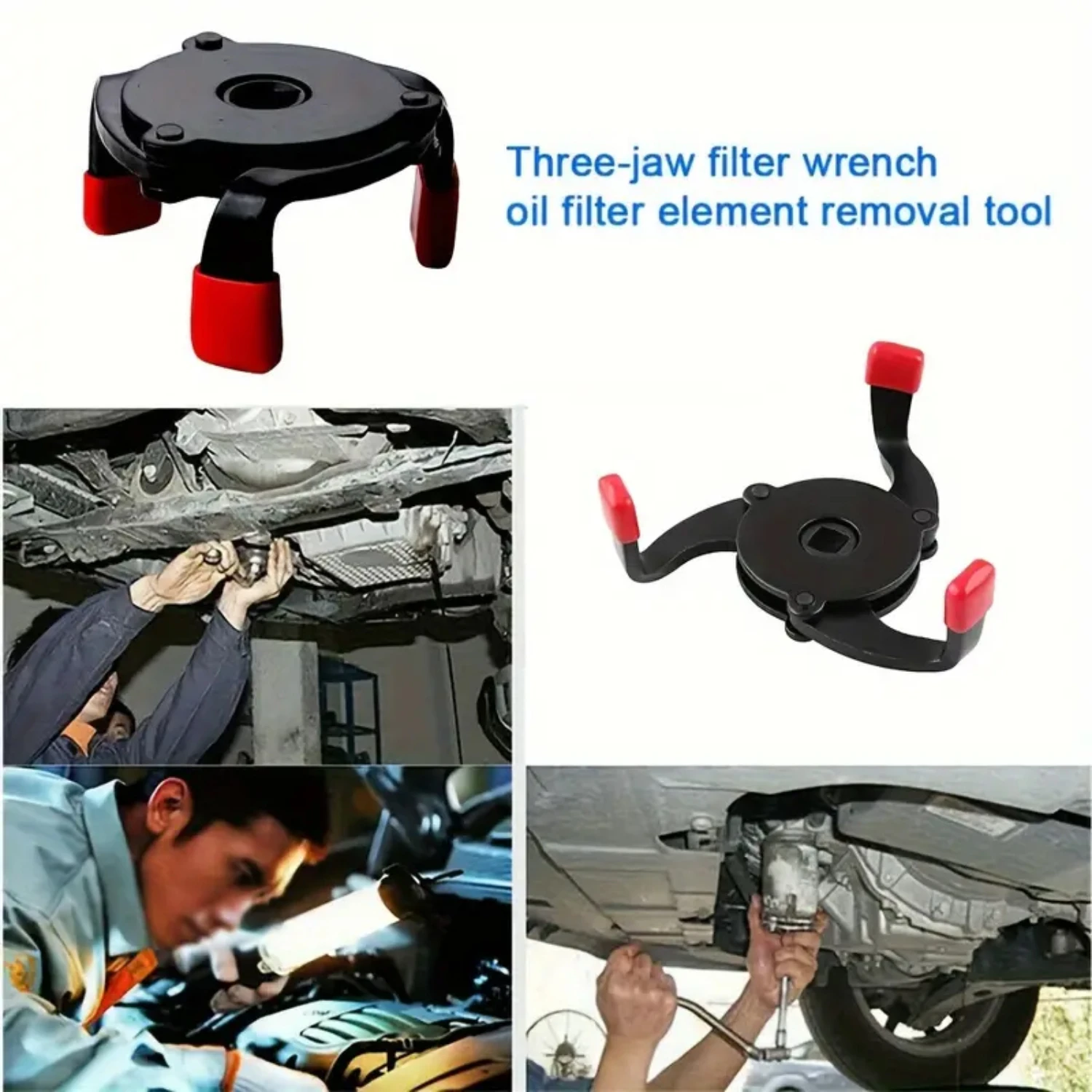 Efficient and Reliable Adjustable 3 Way Special Interface Oil Filter Wrench Tool for Car Repair - Suitable for 60-100mm Filters