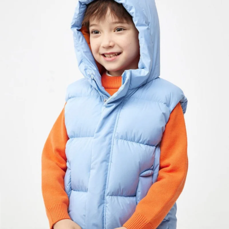 Boys Vest Baby's Kids Waistcoat Down Jacket 2024 Blue Warm Plus Thicken Winter Autumn Teenagers Windproof Christmas Gift Childre