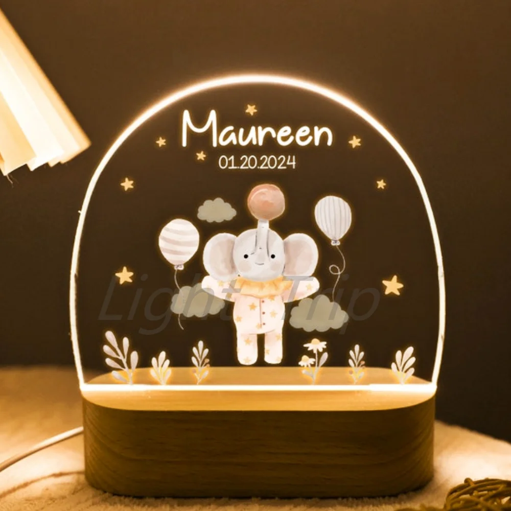 Lampe LED Personnalisée en Acrylique avec Nom, 7 Couleurs, USB, 3D, Dessin Animé, Décoration de Chambre d\'Enfant et de Bébé, Lam138