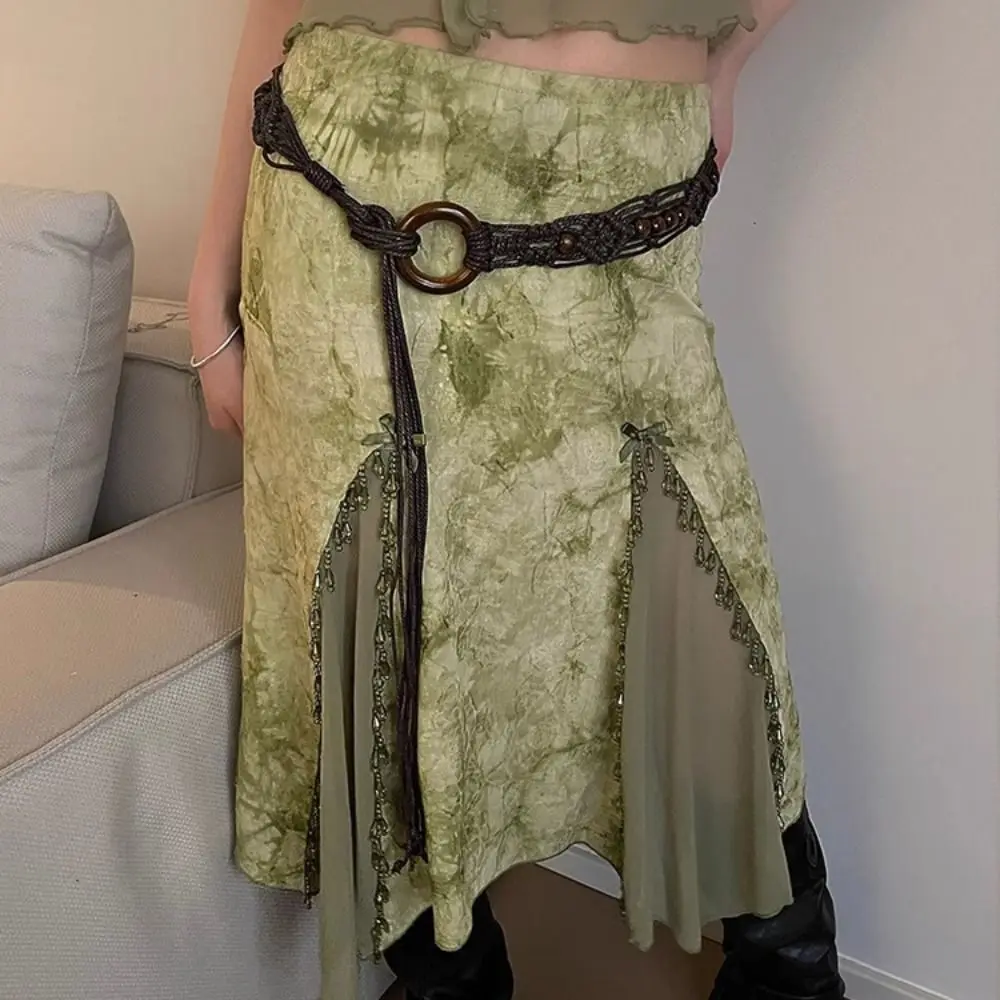 مضفر الخصر سلسلة المرأة تنوعا حزام ملابس العرقية نمط التعادل الخصر حبل الشرير Y2k التوابل الفتيات الشارع الشهير الدانتيل متابعة حزام