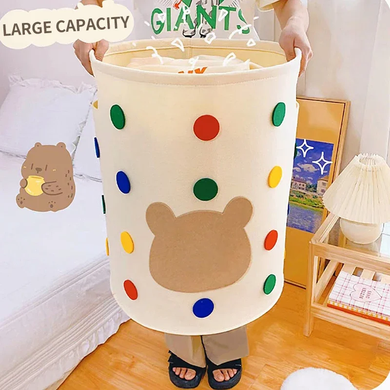 Cartoon Felt Laundri Hamper Multipurpose Laundry Baskets Home Dirty Clothes Storage Basket Children Toy Storage Bucket Organizer