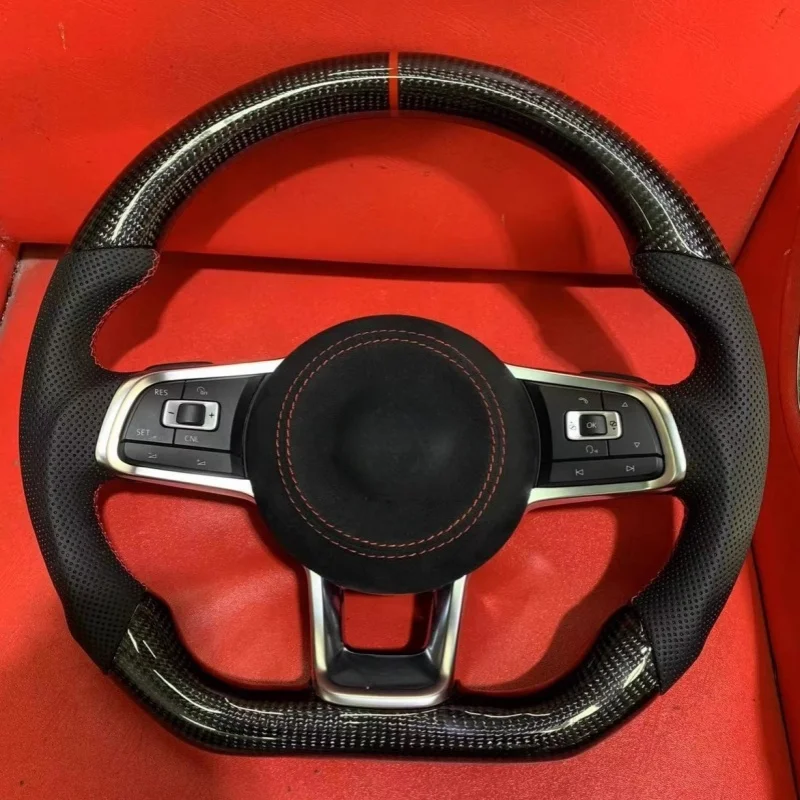 

For VW Golf 7 GTI Passat Polo Scirocco MK6 MK5 Steering Wheel MK7 Carbon Fiber 2014-2018 Durable Support