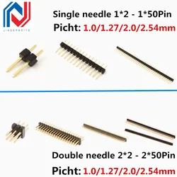 10PCS 1.0mm 1.27mm 2.0mm 2.54mm Pin Header Double Row Male 1/2~40P Breakaway PCB Board Connector Strip Pinheader 1*2/2P 4P 6-40p