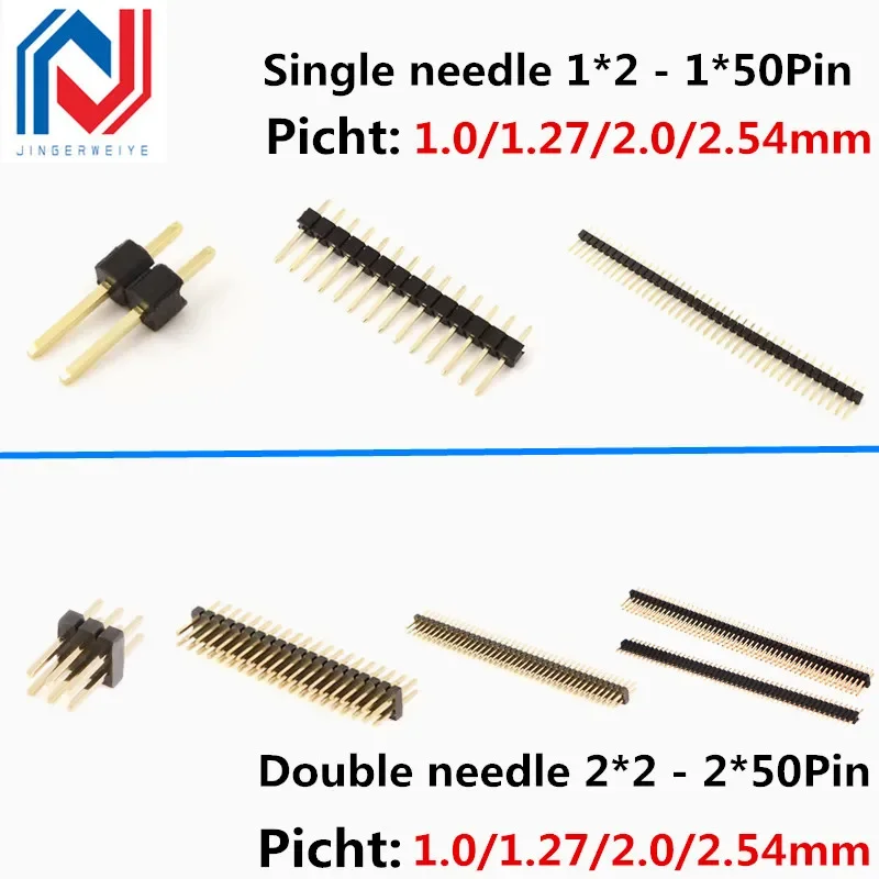 10 SZTUK 1,0 mm 1,27 mm 2,0 mm 2,54 mm Podwójne rzędy męskie 1/2 ~ 40P Złącze płytki PCB Złącze płytki PCB 1*2/2P 4P 6-40p