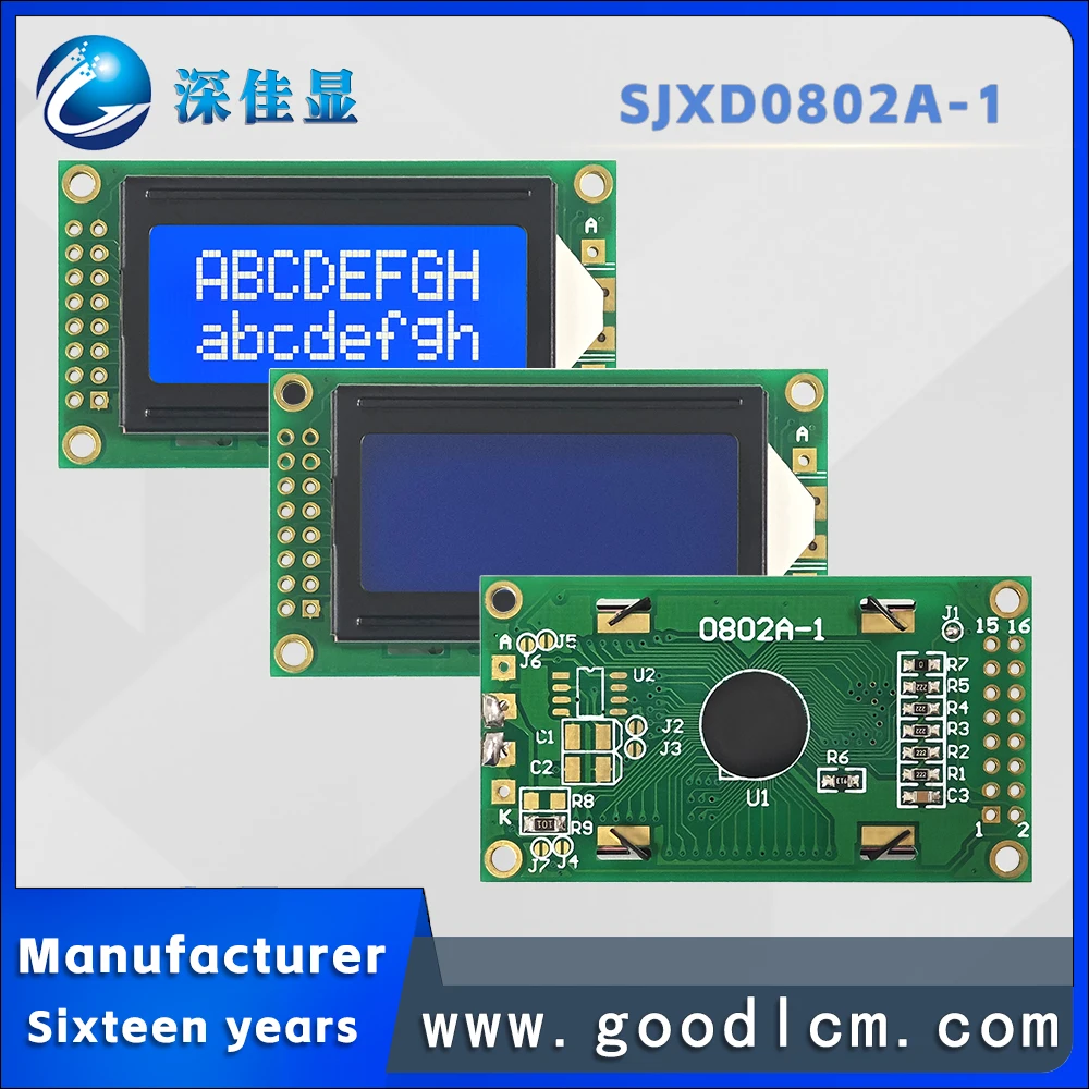 Cost effective Russian characters 0802 LCD display screen JXD0802A-1 STN Blue Negative 8 * 2 character dot matrix module
