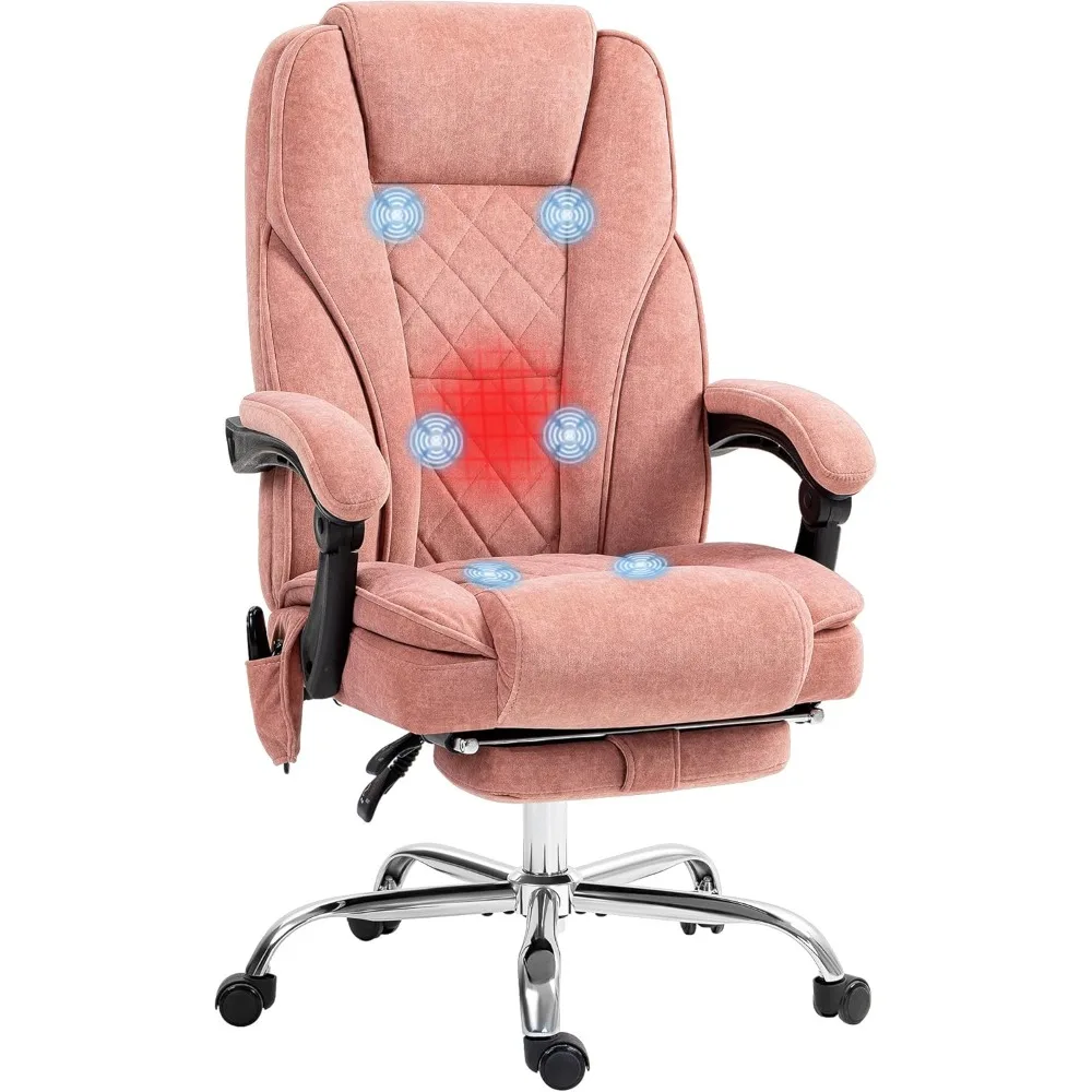 

Massage Office Chair with Foot Rest, Executive Computer Desk Chair with 6 Vibration Point and Heat, Reclining Backrest, Swivel