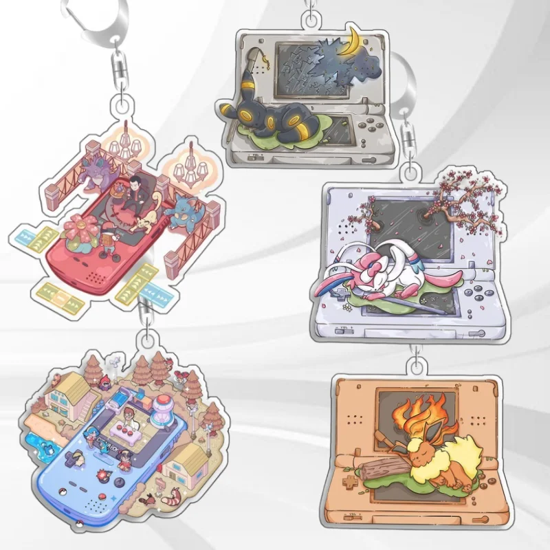 Keychain For Pokemon Sylveon Flareon Paldea Acrylic Homemade Cartoon Anime Backpack Pendant Decoration Collection Fans Gift 5cm