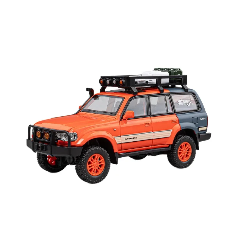 1:24 LC80 Modified Off-road Diecast Car Sound Light Pull Back Car Model Collectible Toy Cars for Vehicle Enthusiasts