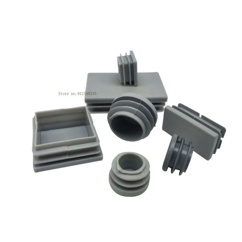 Tapón de tubo de plástico gris redondo/cuadrado, cubierta de sellado para base de silla, tapa decorativa de 16MM ~ 100MM