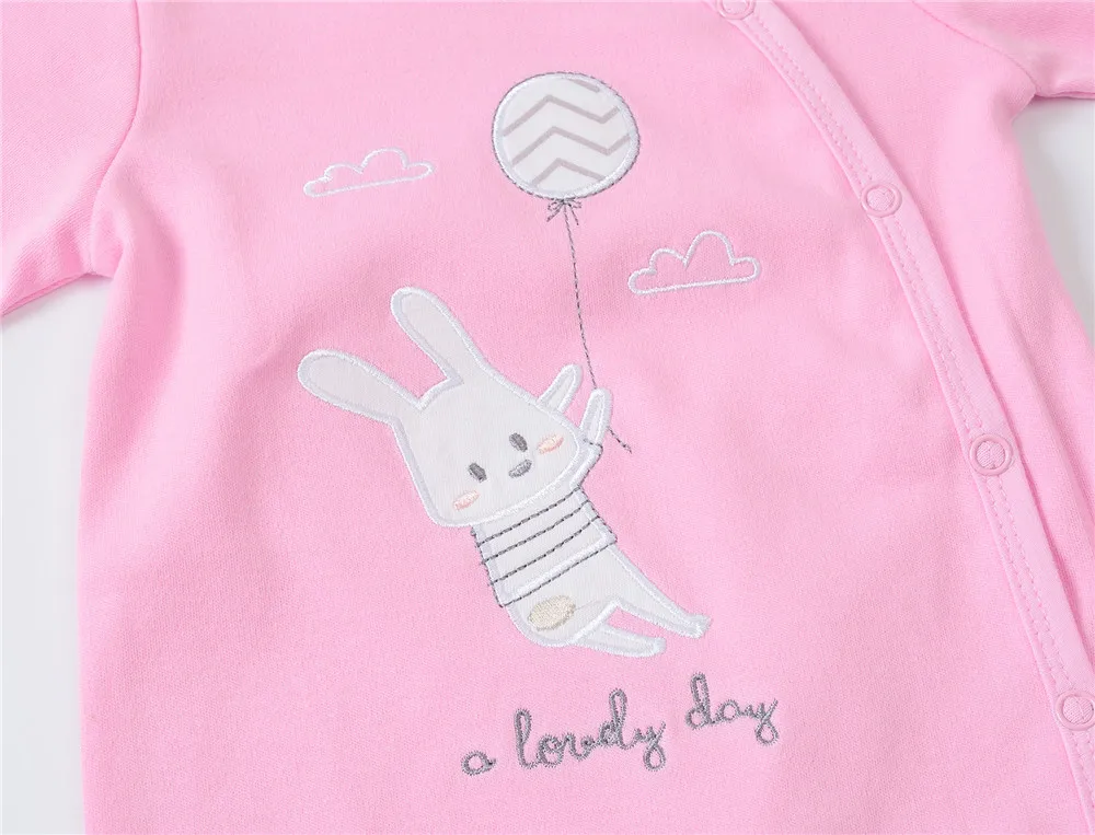 Kavkas Baby Girls Rompers Lovely Rabbit Design Cotton Child Clothes 0-12 Months Full Sleeve Overalls Infant Jumpsuit