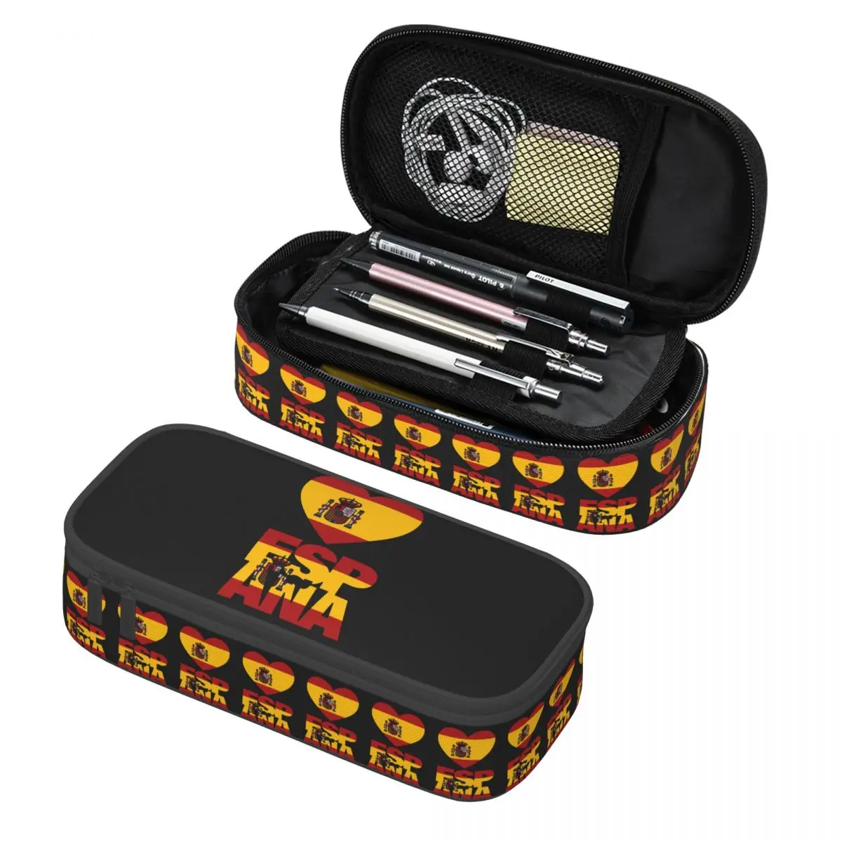 

Spain Flag Map Pencil Cases Pencil Pouch Storage Stationery Supplies Big Capacity Pen Box Pencil Bag for Students