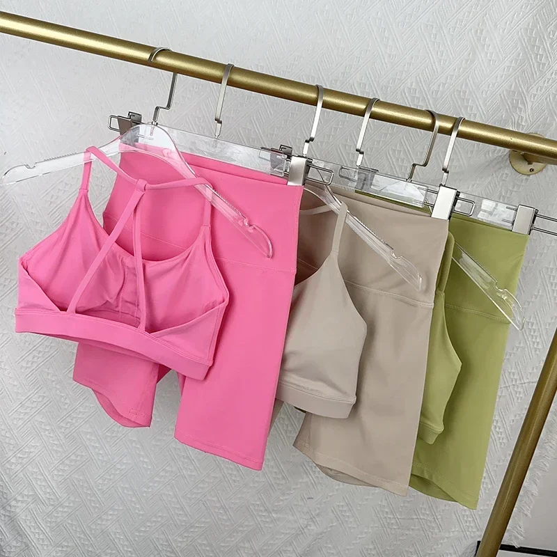 2 Piece Women Yoga Shorts Set Tracksuit Yoga Vest High Waist Shorts Quick-Drying Comfort Elastic Running Workout Sportswear image 3