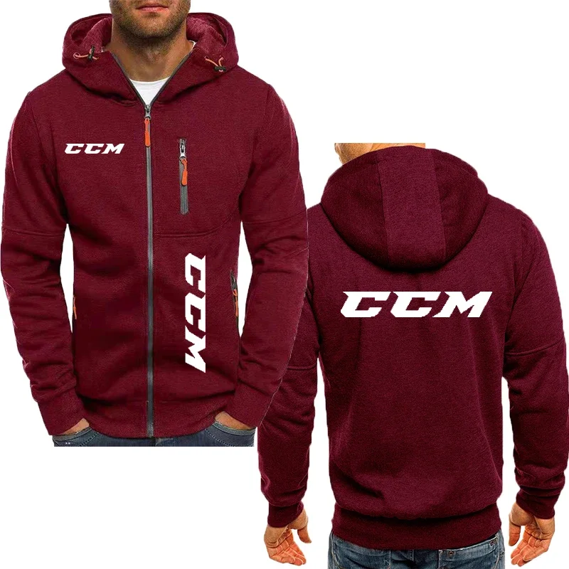 CCM-Sweat à capuche en pur coton avec fermeture éclair pour homme, veste décontractée, manteau de haute qualité, vêtements d'extérieur, printemps et automne