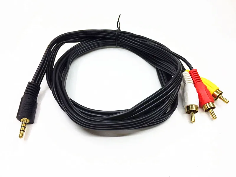 3.5มม.ถึง3 RCA ชาย Audio Video สาย AV AUX สายสเตอริโอ3RCA มาตรฐาน Converter สำหรับลำโพงกล่องทีวีเครื่องเล่น CD DVD