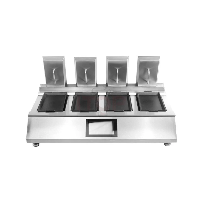 

Коммерческая машина для жарки пельменей с четырьмя головками, духовка для блинов, завтрака, автоматическая наклейка на горшок, электромеханическая жаровня блинов