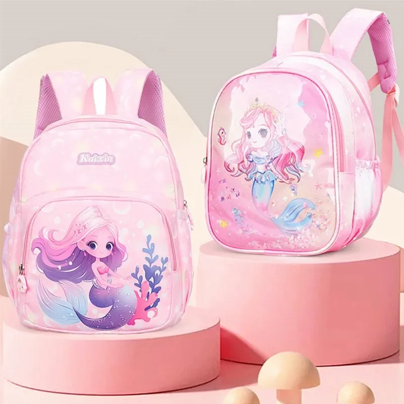 

Lightweight Waterproof Mermaid Kids Backpack for Girls 3-8 - Kindergarten Elementary School Bookbags Reusable Lunch Bag