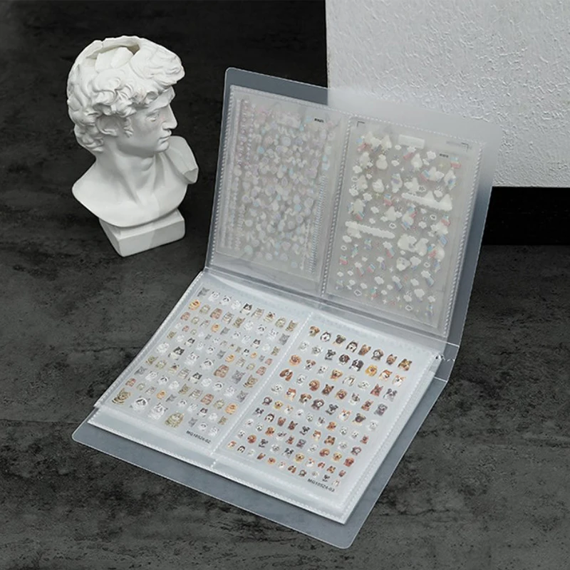 مسمار الفن ملصقات تخزين كتاب ألبوم فارغ الشارات جمع حامل مُنظِم عرض دفتر أدوات مانيكير