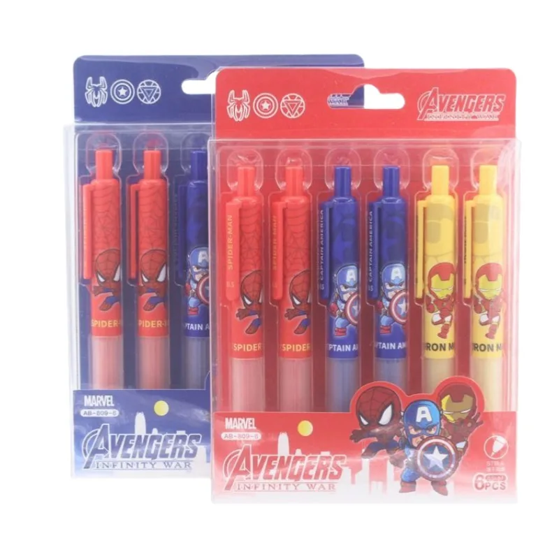 Wunder Spiderman Iron Man Kapitän Amerika Cartoon Presse Gel Stift coole Jungen große Kapazität schnell trocknende Schwarz wasser Stift Briefpapier