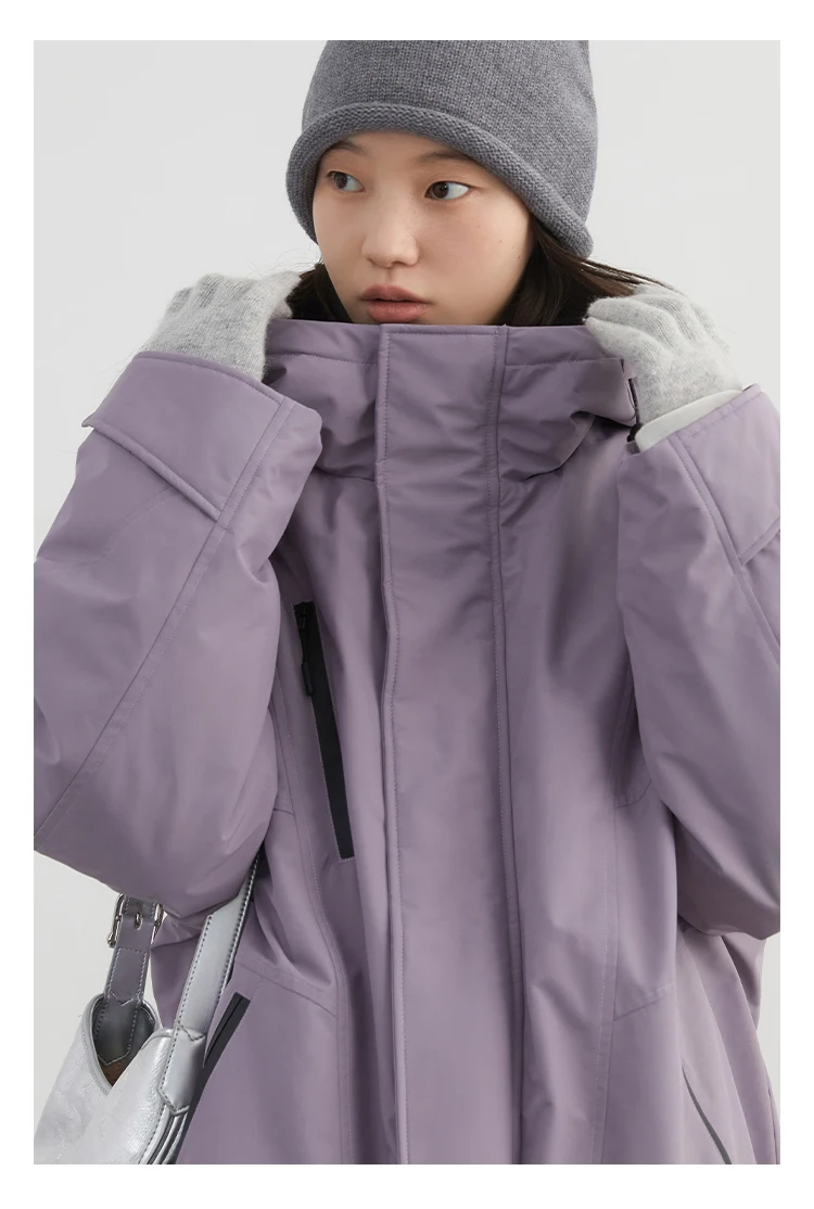 CHIC VEN Women Down Jacket Loose Outdoor Stand Up Collar Hooded 90 White Duck Down Lady Sport Coat Winter 2024 Female Clothing