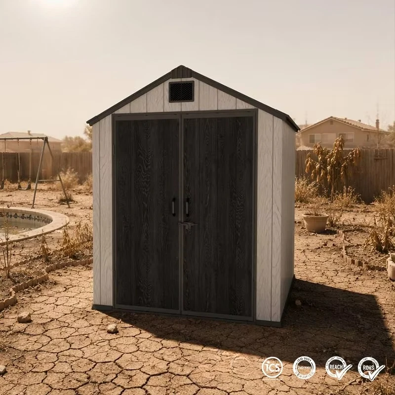 Customize 6'*4' APEX Roof Easy Quick Build PP Tool Shed Maintenance Free Anti-Fade Small Villa Patio Equipment Storage House