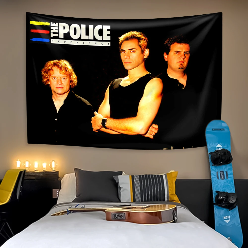 British Rock Band Tapestry The Police Printed Home Decoration Wall Hanging Bedroom Dormitory Background Cloth Concert Decor