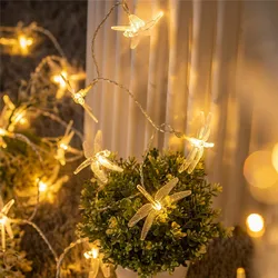 Dragonfly String Lights 40LED Decorative Twinkle Fairy Lighting Strand Battery Powered for Bedroom Wedding Christmas Decor