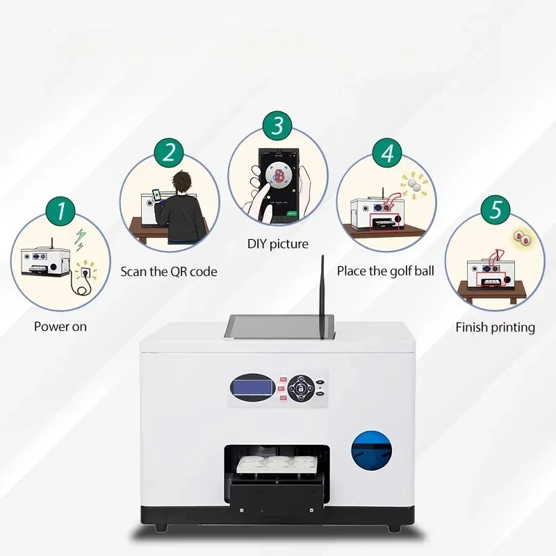 Refinecolor Smart Golf Ball Printer CMYK Digital Small UV Printer Mobile App Custom 12pcs Golf Balls in One Time